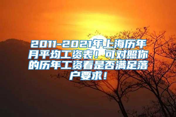 2011-2021年上海历年月平均工资表！可对照你的历年工资看是否满足落户要求！