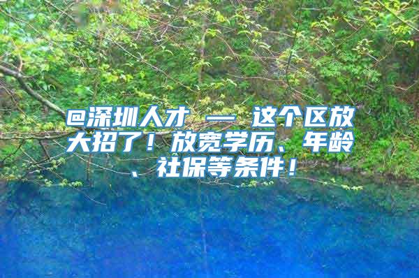 @深圳人才 — 这个区放大招了！放宽学历、年龄、社保等条件！