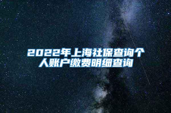 2022年上海社保查询个人账户缴费明细查询