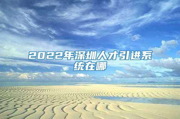 2022年深圳人才引进系统在哪