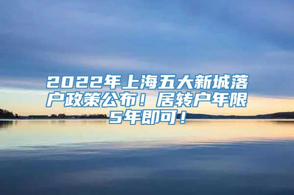 2022年上海五大新城落户政策公布！居转户年限5年即可！