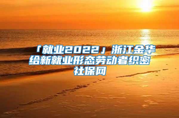 「就业2022」浙江金华给新就业形态劳动者织密社保网