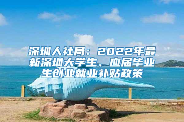 深圳人社局：2022年最新深圳大学生、应届毕业生创业就业补贴政策