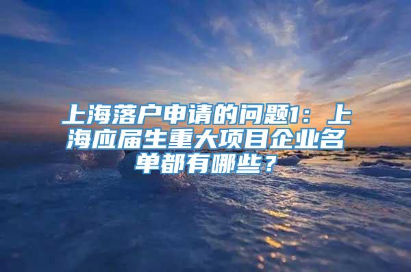 上海落户申请的问题1：上海应届生重大项目企业名单都有哪些？