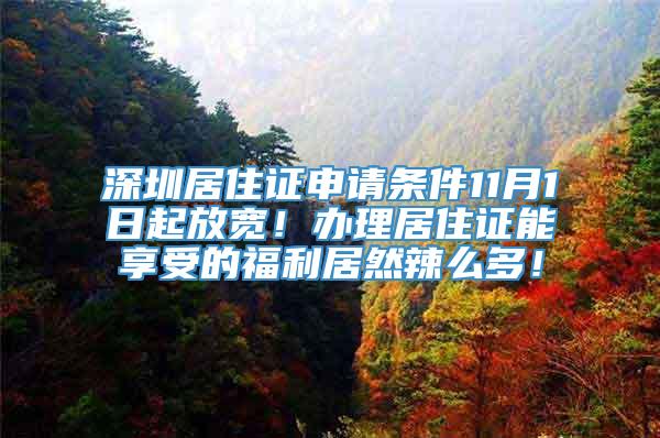 深圳居住证申请条件11月1日起放宽！办理居住证能享受的福利居然辣么多！