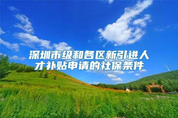 深圳市级和各区新引进人才补贴申请的社保条件