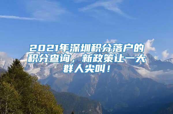 2021年深圳积分落户的积分查询，新政策让一大群人尖叫！