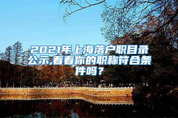 2021年上海落户职目录公示,看看你的职称符合条件吗？