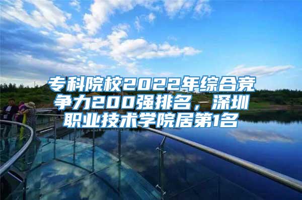 专科院校2022年综合竞争力200强排名，深圳职业技术学院居第1名