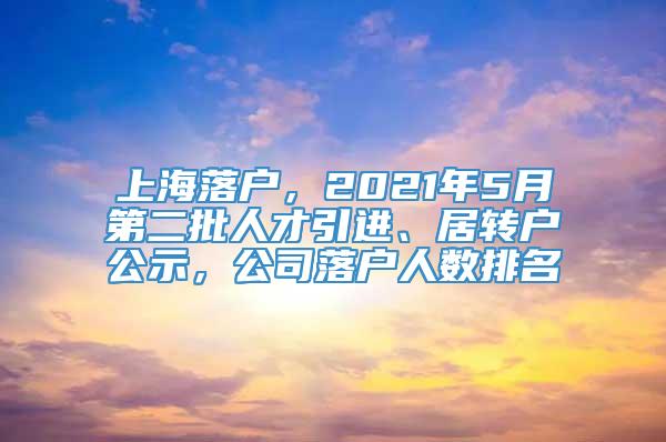 上海落户，2021年5月第二批人才引进、居转户公示，公司落户人数排名
