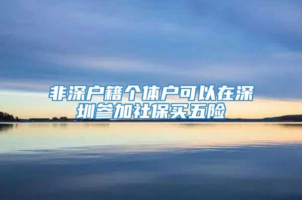 非深户籍个体户可以在深圳参加社保买五险