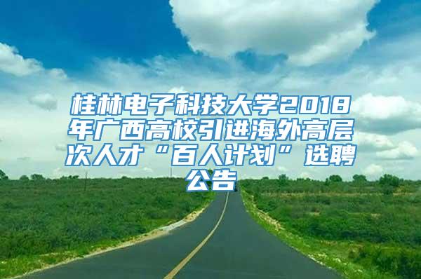 桂林电子科技大学2018年广西高校引进海外高层次人才“百人计划”选聘公告