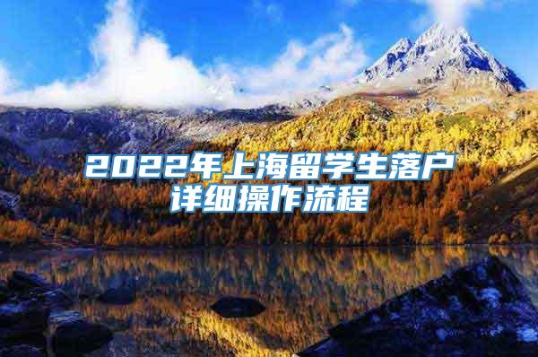 2022年上海留学生落户详细操作流程