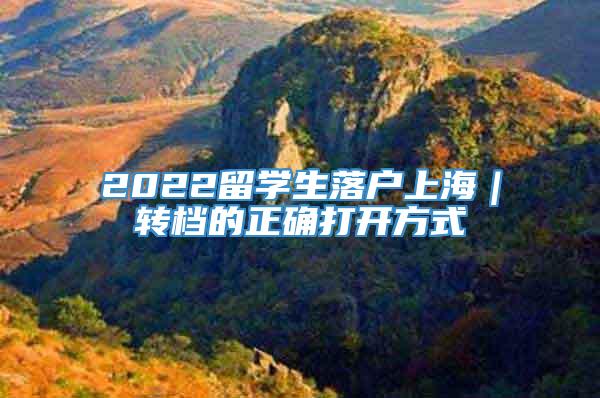 2022留学生落户上海｜转档的正确打开方式
