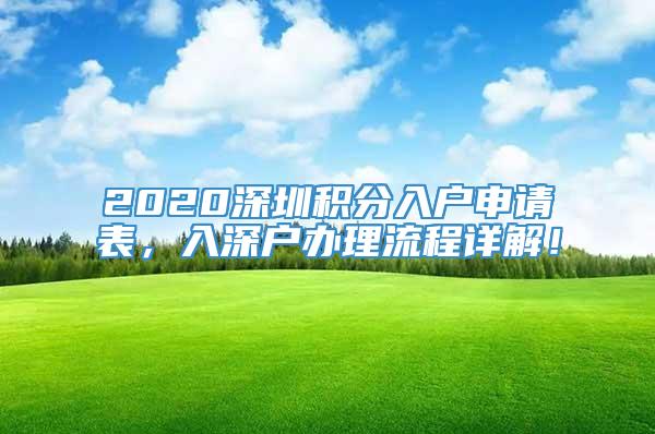 2020深圳积分入户申请表，入深户办理流程详解！