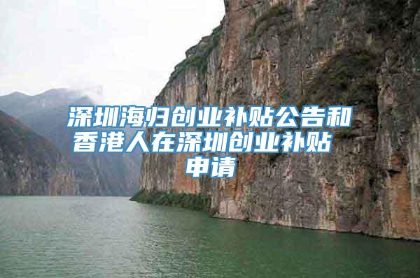 深圳海归创业补贴公告和香港人在深圳创业补贴 申请