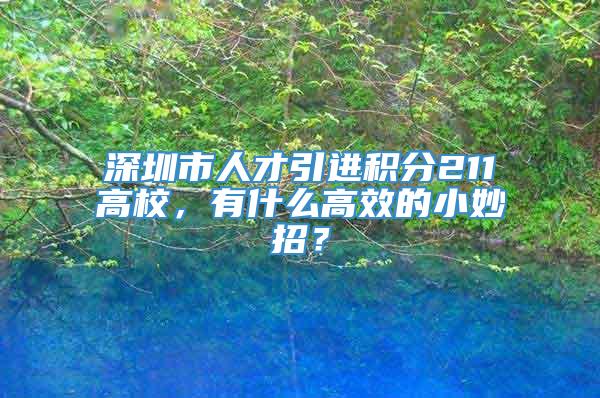 深圳市人才引进积分211高校，有什么高效的小妙招？