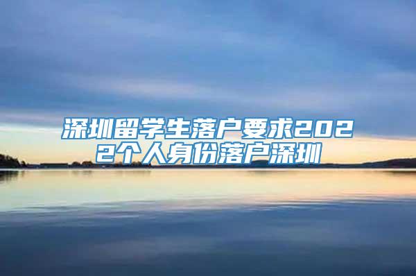 深圳留学生落户要求2022个人身份落户深圳