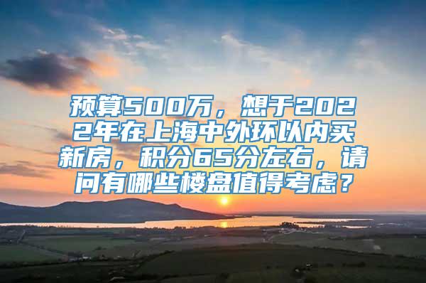 预算500万，想于2022年在上海中外环以内买新房，积分65分左右，请问有哪些楼盘值得考虑？