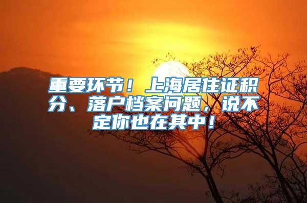重要环节！上海居住证积分、落户档案问题，说不定你也在其中！