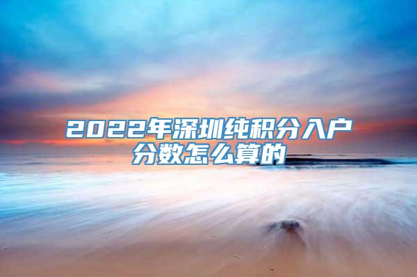 2022年深圳纯积分入户分数怎么算的