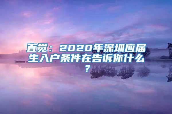 直觉：2020年深圳应届生入户条件在告诉你什么？