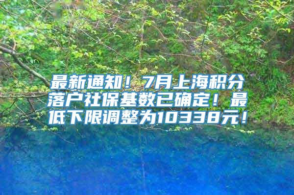 最新通知！7月上海积分落户社保基数已确定！最低下限调整为10338元！