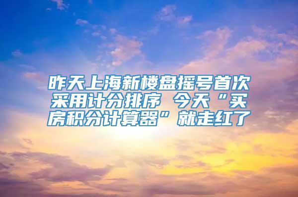 昨天上海新楼盘摇号首次采用计分排序 今天“买房积分计算器”就走红了