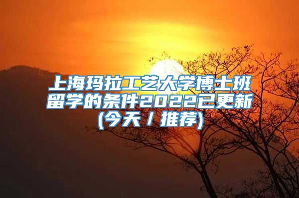 上海玛拉工艺大学博士班留学的条件2022已更新(今天／推荐)
