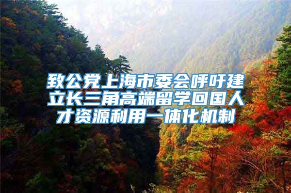 致公党上海市委会呼吁建立长三角高端留学回国人才资源利用一体化机制