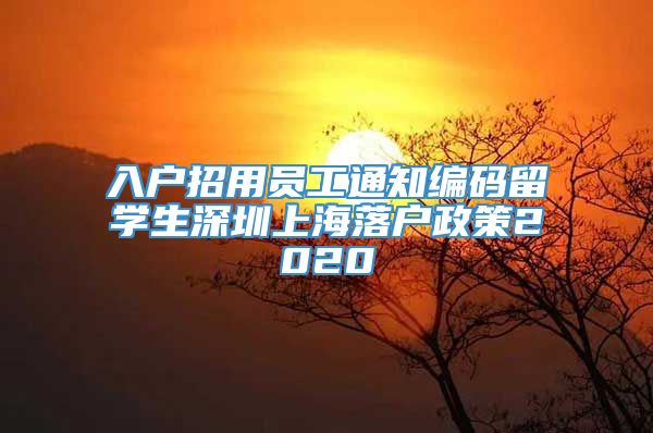 入户招用员工通知编码留学生深圳上海落户政策2020