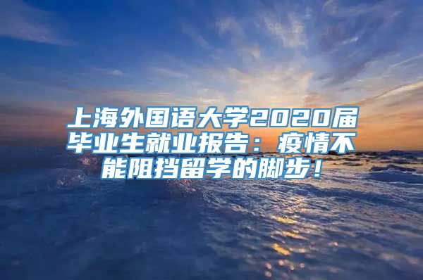 上海外国语大学2020届毕业生就业报告：疫情不能阻挡留学的脚步！