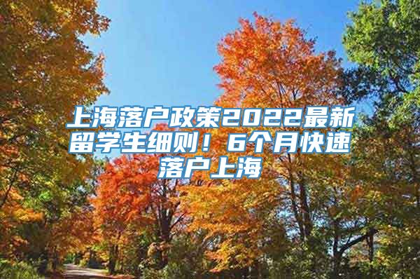 上海落户政策2022最新留学生细则！6个月快速落户上海