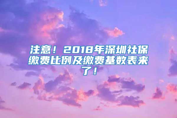注意！2018年深圳社保缴费比例及缴费基数表来了！