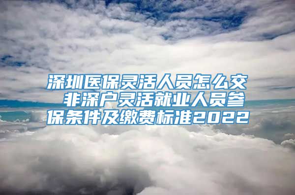 深圳医保灵活人员怎么交 非深户灵活就业人员参保条件及缴费标准2022