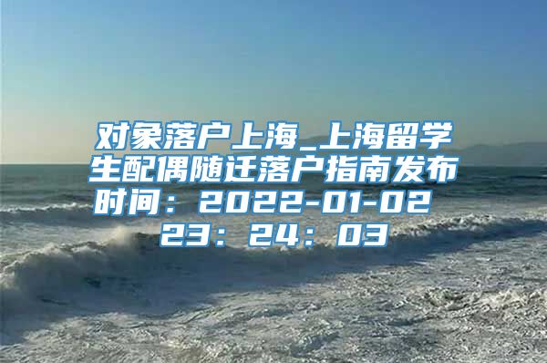 对象落户上海_上海留学生配偶随迁落户指南发布时间：2022-01-02 23：24：03
