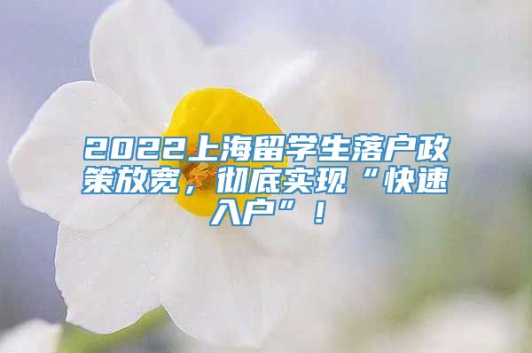 2022上海留学生落户政策放宽，彻底实现“快速入户”！