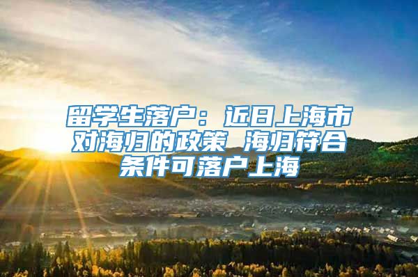留学生落户：近日上海市对海归的政策 海归符合条件可落户上海