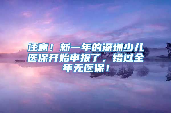 注意！新一年的深圳少儿医保开始申报了，错过全年无医保！