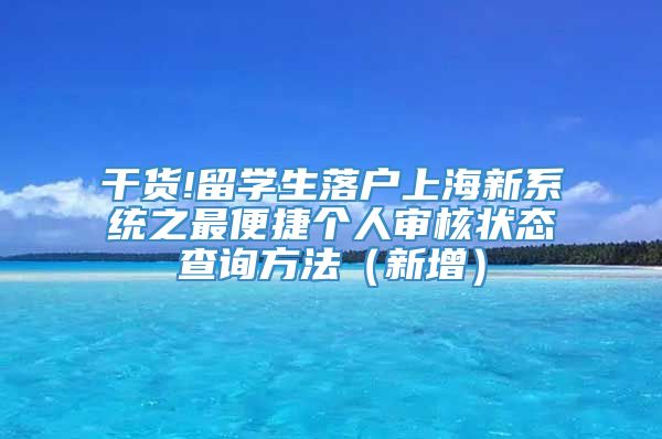 干货!留学生落户上海新系统之最便捷个人审核状态查询方法（新增）