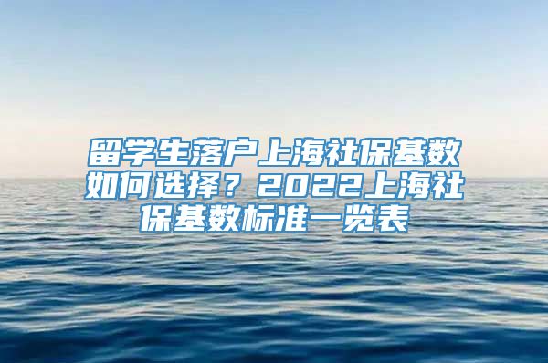 留学生落户上海社保基数如何选择？2022上海社保基数标准一览表