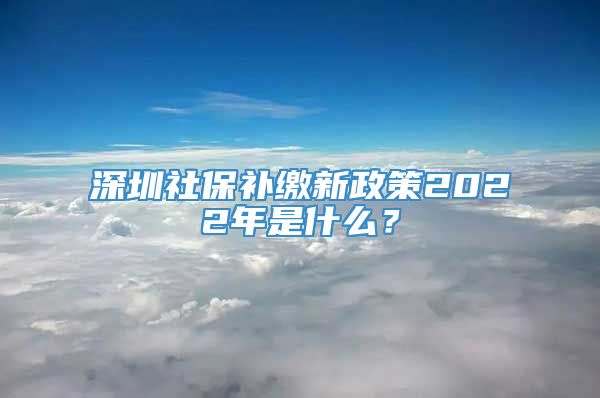 深圳社保补缴新政策2022年是什么？