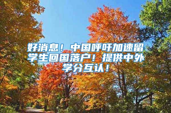 好消息！中国呼吁加速留学生回国落户！提供中外学分互认！