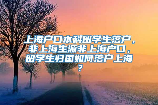 上海户口本科留学生落户，非上海生源非上海户口，留学生归国如何落户上海？