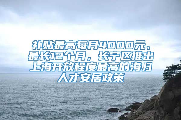 补贴最高每月4000元、最长12个月，长宁区推出上海开放程度最高的海归人才安居政策