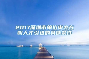 2017深圳市单位申办在职人才引进的具体条件