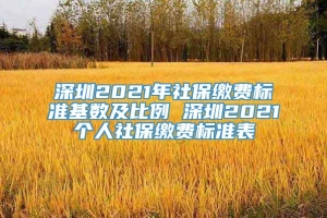 深圳2021年社保缴费标准基数及比例 深圳2021个人社保缴费标准表