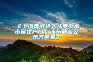 《上海市引进人才申办本市常住户口》浦东最新公示名单来了