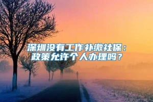 深圳没有工作补缴社保：政策允许个人办理吗？