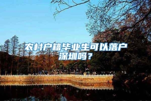 农村户籍毕业生可以落户深圳吗？